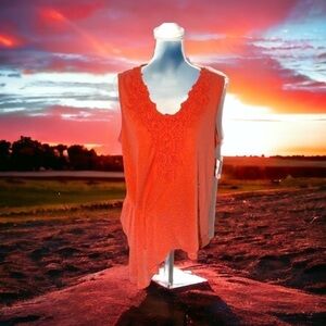 Lane Bryant Lace Peplum Top NWT Orange 3X Women’s Tank Sleeveless Shirt